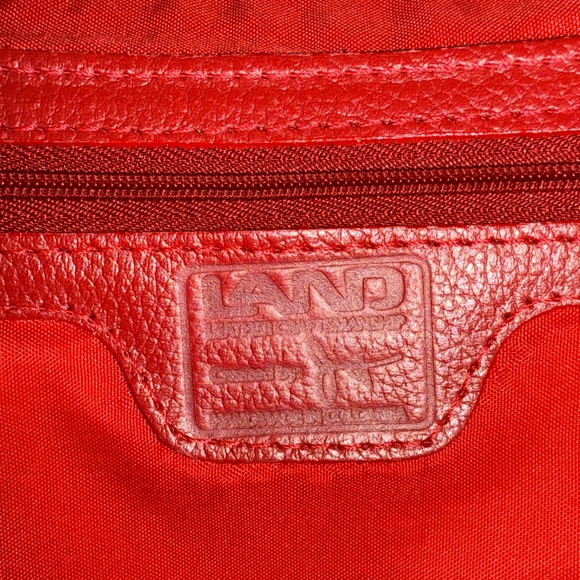 LAND Red Leather Snakeskin Glossy Cowhide Crossbody Bag w Gold Fringe Tassle EUC - Picture 9 of 13